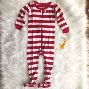 Leveret Candy Cane Striped Footed Pajama Holiday